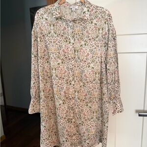J. Crew Liberty Fabric Leaf Print shirt dress.